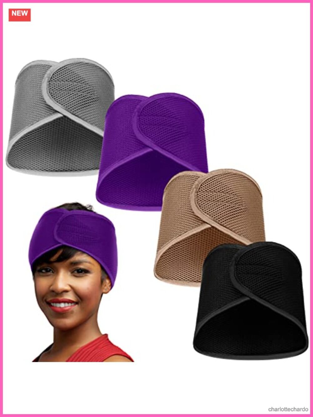 4 Pc Foam Mesh Hair Wrap Cap Adjustable Sleep Bonnet